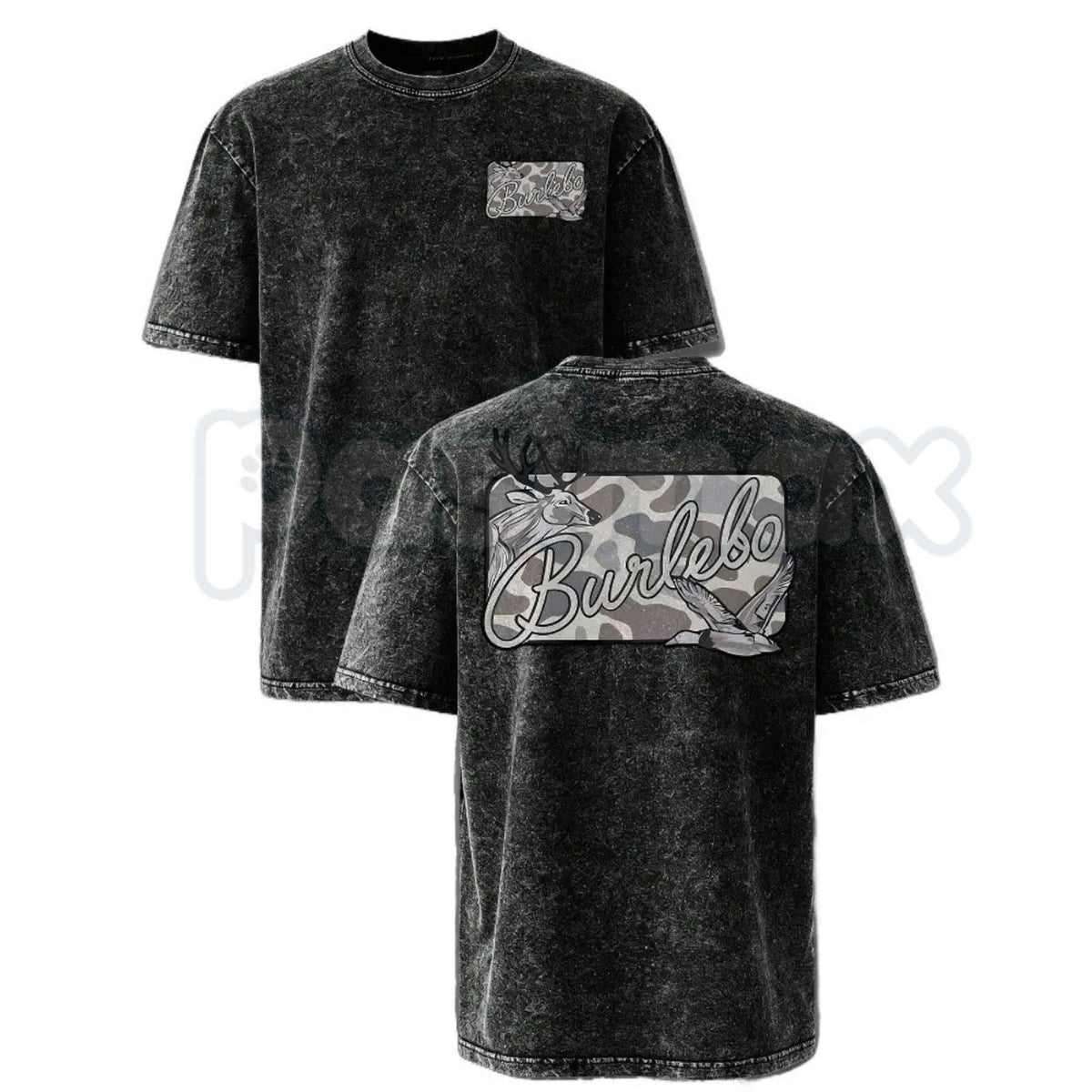 Deer & Mallard Duck Camo T-Shirt – Retro Wildlife Hunting Graphic Tee, Vintage Washed Lightweight Cotton Outdoor Unisex Top