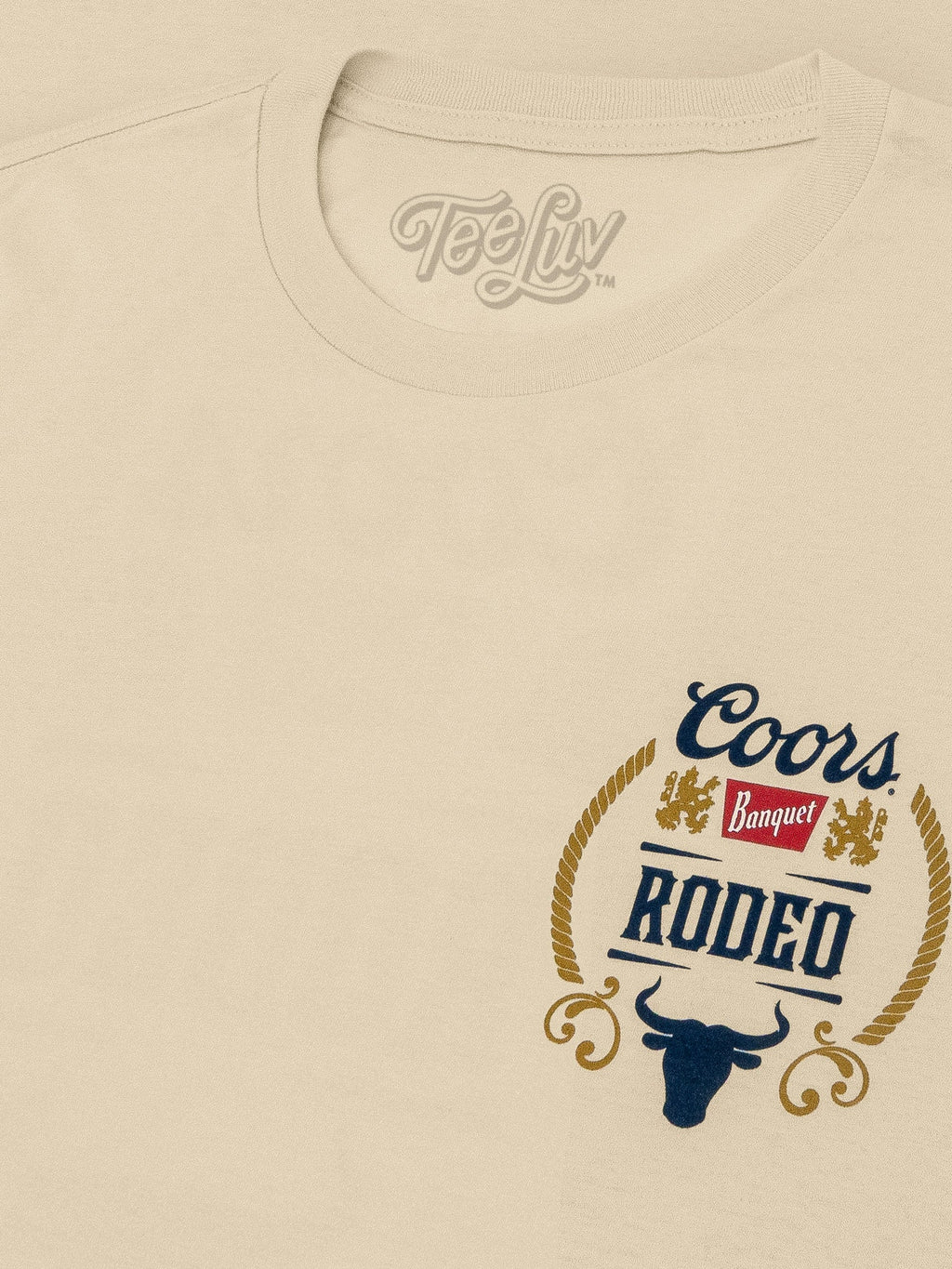 Coors Banquet Rodeo Bull Beer Front and Back T-Shirt - Cream