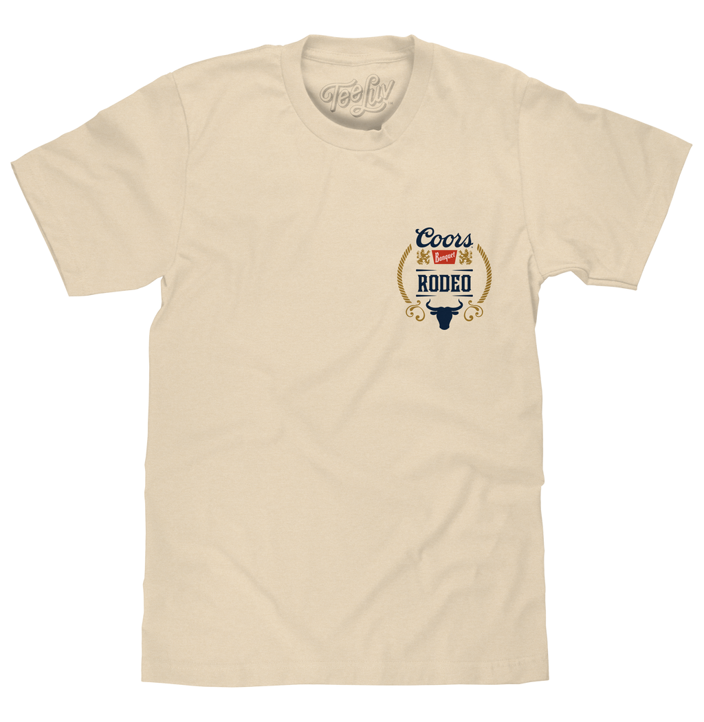 Coors Banquet Rodeo Bull Beer Front and Back T-Shirt - Cream