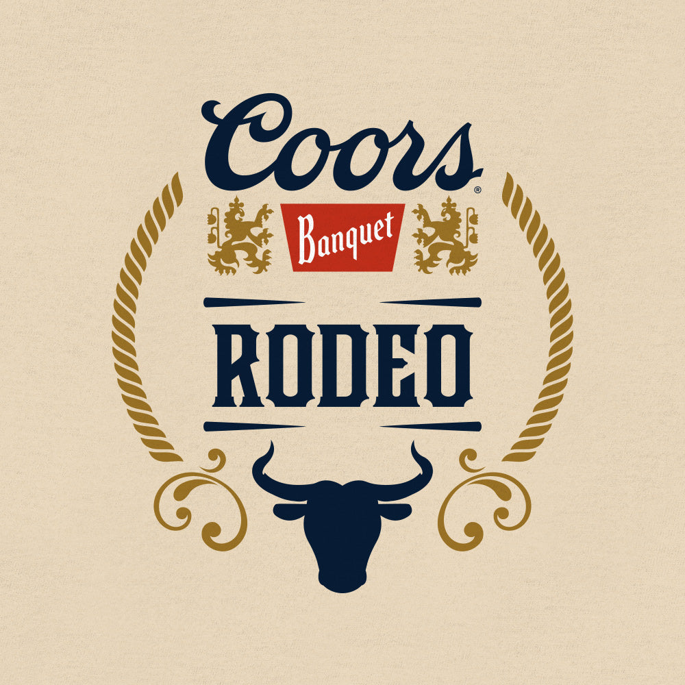 Coors Banquet Rodeo Bull Beer Front and Back T-Shirt - Cream
