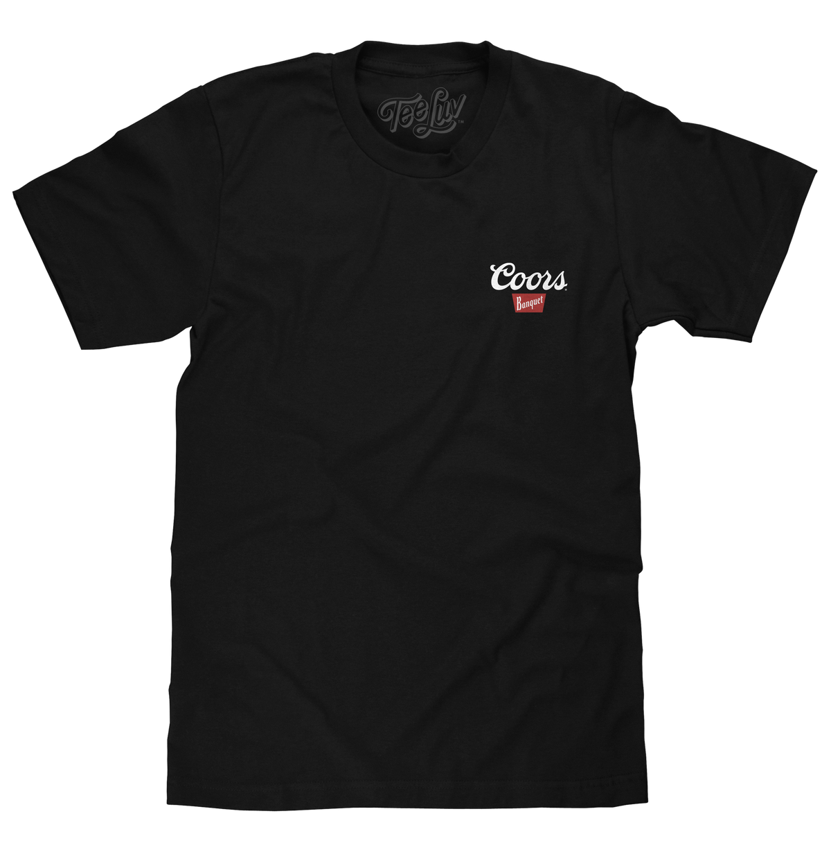 Tee Luv Coors Banquet Front and Back Beer Mountain Stream T-Shirt - Black