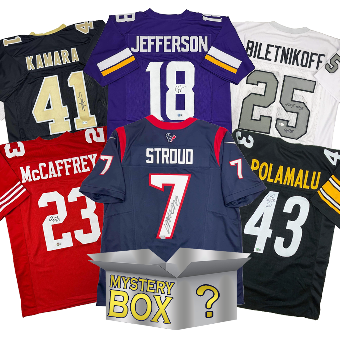 Autographed/Signed Football SILVER Series 3 Jersey Mystery Box with PSA JSA or Beckett COA